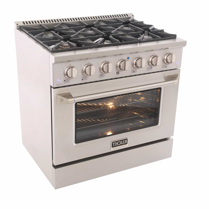 Kucht 36-Inch Pro-Style Dual Fuel Range in Stainless Steel KDF362-S