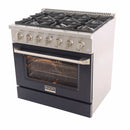 Kucht 36-Inch Pro-Style Dual Fuel Range in Stainless Steel with Black Oven Door KDF362-K