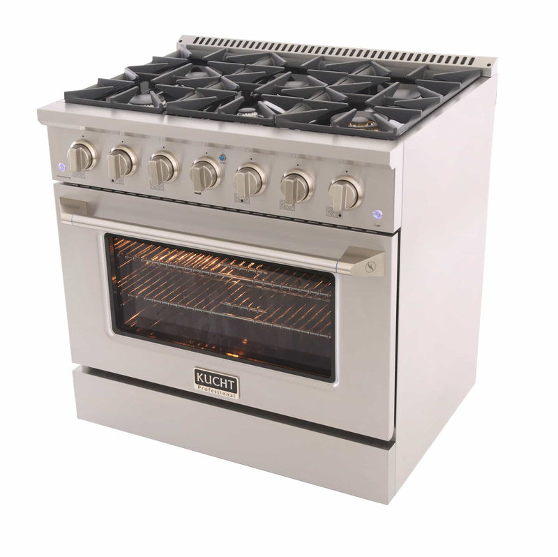 Kucht 36-Inch Pro-Style Dual Fuel Range in Stainless Steel KDF362-S