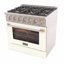 Kucht 36-Inch Pro-Style Dual Fuel Range in Stainless Steel with White Oven Door KDF362-W