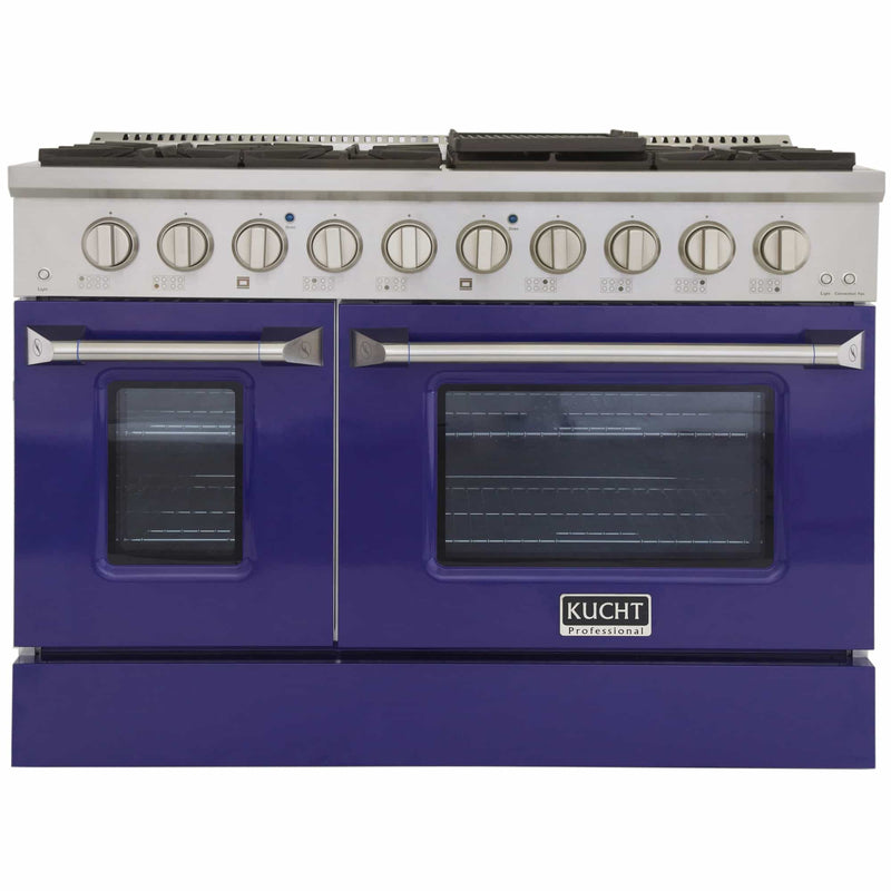 Kucht 48-Inch Pro-Style Dual Fuel Range in Stainless Steel with Blue Oven Door KDF482-B