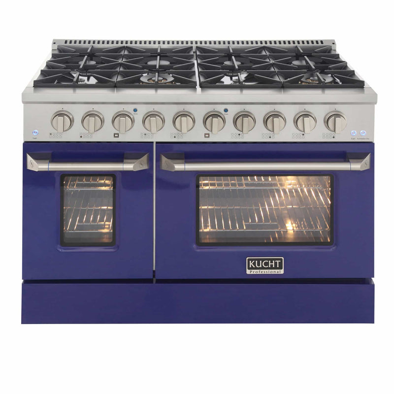 Kucht 48-Inch Pro-Style Dual Fuel Range in Stainless Steel with Blue Oven Door (KDF482-B)