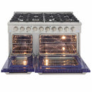 Kucht 48-Inch Pro-Style Dual Fuel Range in Stainless Steel with Blue Oven Door KDF482-B