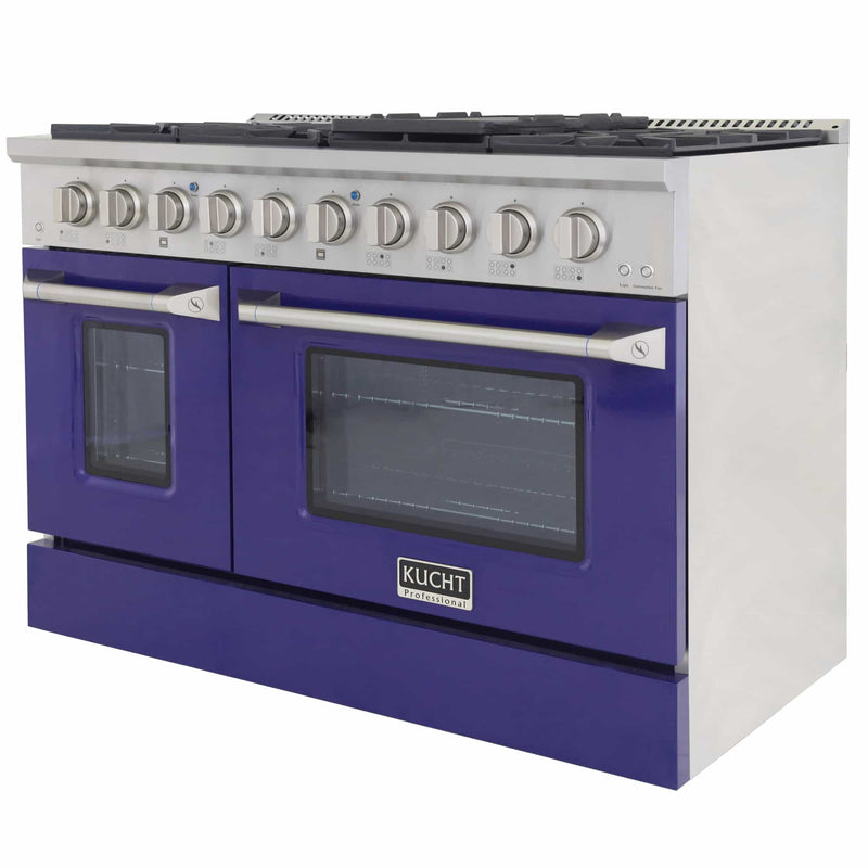 Kucht 48-Inch Pro-Style Dual Fuel Range in Stainless Steel with Blue Oven Door KDF482-B