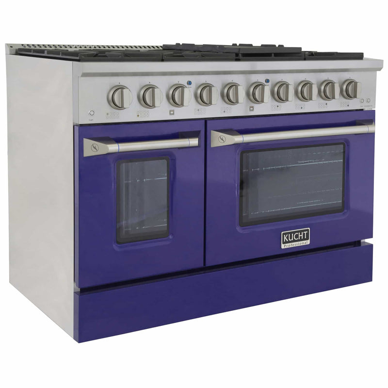 Kucht 48-Inch Pro-Style Dual Fuel Range in Stainless Steel with Blue Oven Door (KDF482-B)