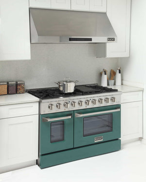 Kucht 48-Inch Pro-Style Dual Fuel Range in Stainless Steel with Green Oven Door KDF482-G