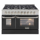 Kucht 48-Inch Pro-Style Dual Fuel Range in Stainless Steel with Black Oven Door KDF482-K