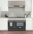 Kucht 48-Inch Pro-Style Dual Fuel Range in Stainless Steel with Black Oven Door KDF482-K