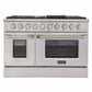 Kucht 5-Piece Appliance Package - 48" Dual Fuel Range, 36" Panel Ready Refrigerator, Wall Mount Hood, Panel Ready Dishwasher, & Microwave Drawer