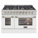 Kucht 48-Inch Pro-Style Dual Fuel Range in Stainless Steel with White Oven Door KDF482-W