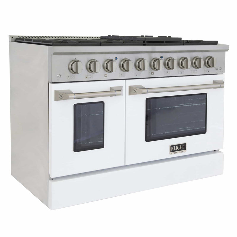 Kucht 48-Inch Pro-Style Dual Fuel Range in Stainless Steel with White Oven Door KDF482-W