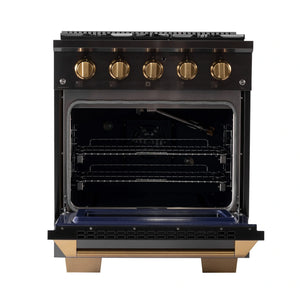 KUCHT Gemstone Professional 30-Inch 4.2 cu. ft. Propane Gas Range with Sealed Burners and Convection Oven in Titanium Stainless Steel with Gold Accents KEG303/LP