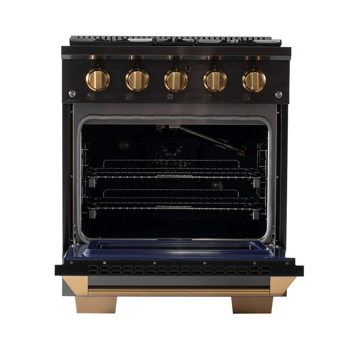 KUCHT Gemstone Professional 30-Inch 4.2 Cu. Ft. Dual Fuel Range for Propane Gas with Sealed Burners and Convection Oven in Titanium Stainless Steel KED304/LP