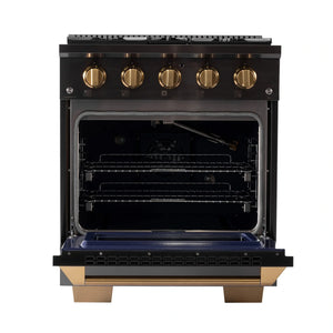 KUCHT Gemstone Professional 30-Inch 4.2 Cu. Ft. Dual Fuel Range for Propane Gas with Sealed Burners and Convection Oven in Titanium Stainless Steel KED304/LP