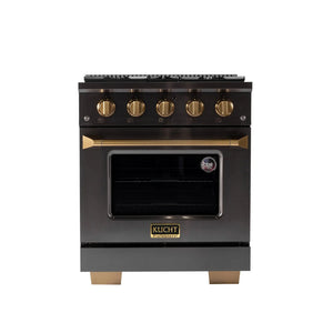 KUCHT Gemstone Professional 30-Inch 4.2 Cu. Ft. Dual Fuel Range for Propane Gas with Sealed Burners and Convection Oven in Titanium Stainless Steel KED304/LP