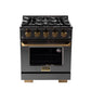 KUCHT Gemstone Professional 30-Inch 4.2 Cu. Ft. Dual Fuel Range for Natural Gas with Sealed Burners and Convection Oven in Titanium Stainless Steel KED304