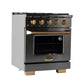 KUCHT Gemstone Professional 30-Inch 4.2 Cu. Ft. Dual Fuel Range for Natural Gas with Sealed Burners and Convection Oven in Titanium Stainless Steel KED304