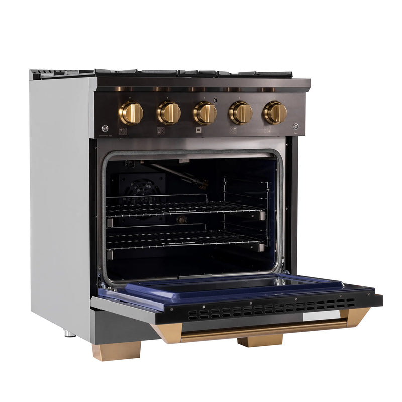 KUCHT Gemstone Professional 30-Inch 4.2 Cu. Ft. Dual Fuel Range for Propane Gas with Sealed Burners and Convection Oven in Titanium Stainless Steel (KED304/LP)