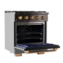 KUCHT Gemstone Professional 30-Inch 4.2 cu. ft. Propane Gas Range with Sealed Burners and Convection Oven in Titanium Stainless Steel with Gold Accents KEG303/LP