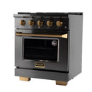 KUCHT Gemstone Professional 30-Inch 4.2 Cu. Ft. Dual Fuel Range for Natural Gas with Sealed Burners and Convection Oven in Titanium Stainless Steel KED304