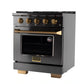 KUCHT Gemstone Professional 30-Inch 4.2 Cu. Ft. Dual Fuel Range for Propane Gas with Sealed Burners and Convection Oven in Titanium Stainless Steel KED304/LP