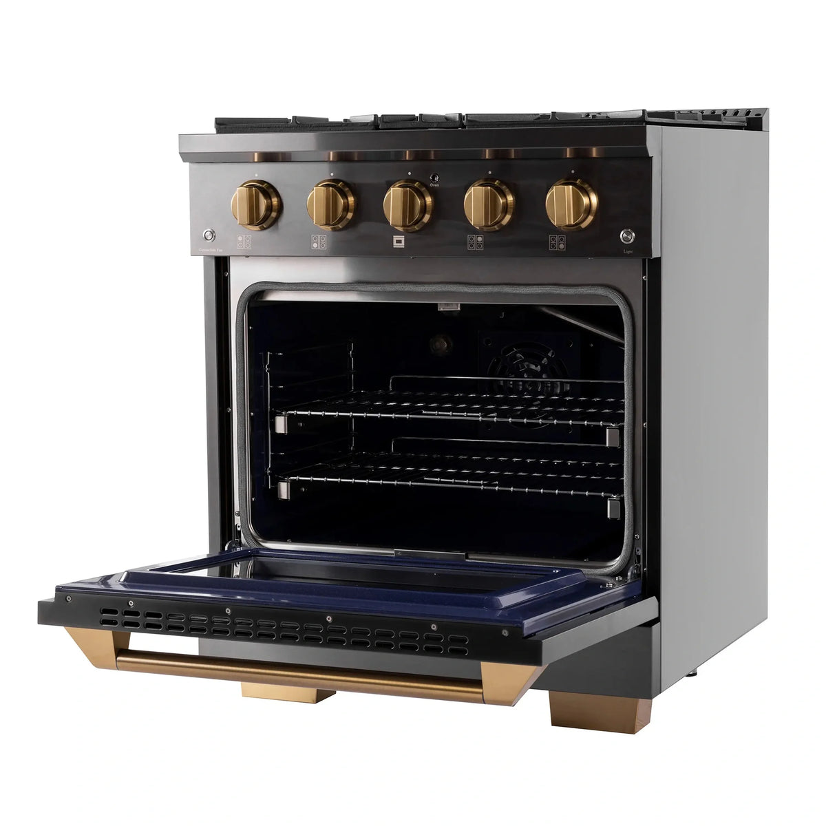 KUCHT Gemstone Professional 30-Inch 4.2 Cu. Ft. Dual Fuel Range for Natural Gas with Sealed Burners and Convection Oven in Titanium Stainless Steel KED304