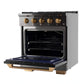 KUCHT Gemstone Professional 30-Inch 4.2 cu. ft. Natural Gas Range with Sealed Burners and Convection Oven in Titanium Stainless Steel with Gold Accents KEG303