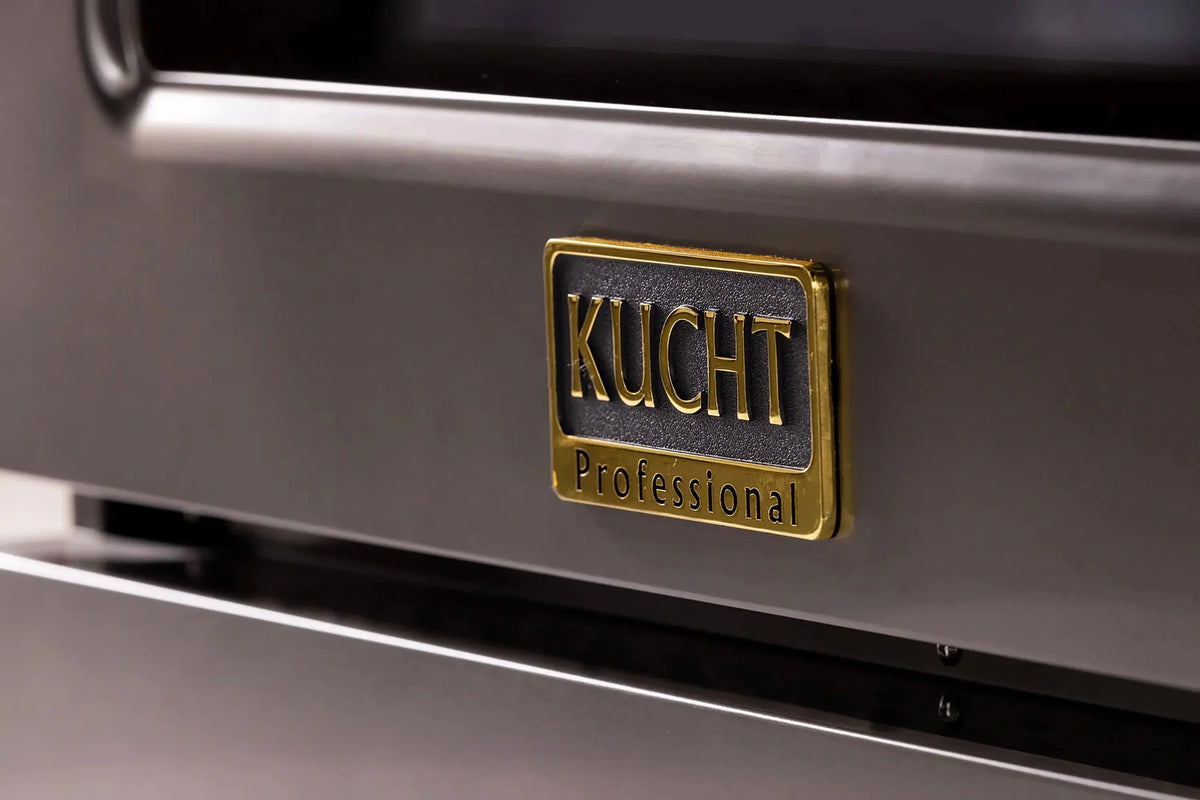 KUCHT Gemstone Professional 36-Inch 5.2 cu. ft. Propane Gas Range with Sealed Burners and Convection Oven in Titanium Stainless Steel with Gold Accents KEG363/LP