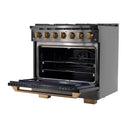 KUCHT Gemstone Professional 36-Inch 5.2 Cu. Ft. Dual Fuel Range for Natural Gas with Sealed Burners and Convection Oven in Titanium Stainless Steel KED364