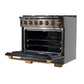 KUCHT Gemstone Professional 36-Inch 5.2 cu. ft. Propane Gas Range with Sealed Burners and Convection Oven in Titanium Stainless Steel with Gold Accents KEG363/LP