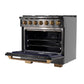 KUCHT Gemstone Professional 36-Inch 5.2 Cu. Ft. Dual Fuel Range for Propane Gas with Sealed Burners and Convection Oven in Titanium Stainless Steel KED364/LP