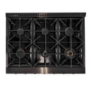 KUCHT Gemstone Professional 36-Inch 5.2 cu. ft. Gas Range with Sealed Burners and Convection Oven in Titanium Stainless Steel with Gold Accents KEG363