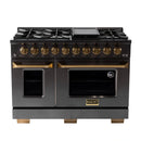 KUCHT Gemstone Professional 48-Inch 6.7 cu. ft. Natural Gas Range with Sealed Burners, Griddle/Grill and Two Ovens - One Convection - in Titanium Stainless Steel KEG483
