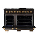 KUCHT Gemstone Professional 48-Inch 6.7 cu. ft. Natural Gas Range with Sealed Burners, Griddle/Grill and Two Ovens - One Convection - in Titanium Stainless Steel KEG483