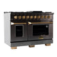 KUCHT Gemstone Professional 48-Inch 6.7 cu. ft. Natural Gas Range with Sealed Burners, Griddle/Grill and Two Ovens - One Convection - in Titanium Stainless Steel KEG483
