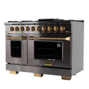 KUCHT Gemstone Professional 48-Inch 46.7 Cu. Ft. Dual Fuel Range for Natural Gas with Sealed Burners and Convection Oven in Titanium Stainless Steel KED484