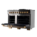 KUCHT Gemstone Professional 48-Inch 6.7 cu. ft. Propane Gas Range with Sealed Burners, Griddle/Grill and Two Ovens - One Convection - in Titanium Stainless Steel KEG483/LP