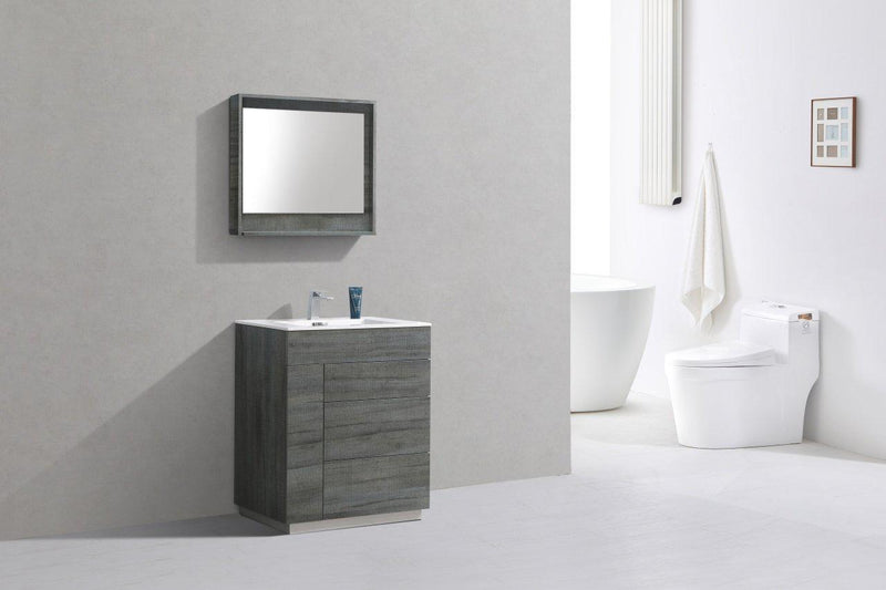KubeBath Milano 30 in. Ocean Gray Modern Bathroom Vanity, KFM30-BE