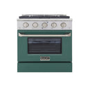 Kucht 30-Inch Pro-Style Dual Fuel Range in Stainless Steel with Green Oven Door KDF302-G