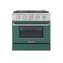 Kucht 30-Inch Pro-Style Dual Fuel Range in Stainless Steel with Green Oven Door KDF302-G