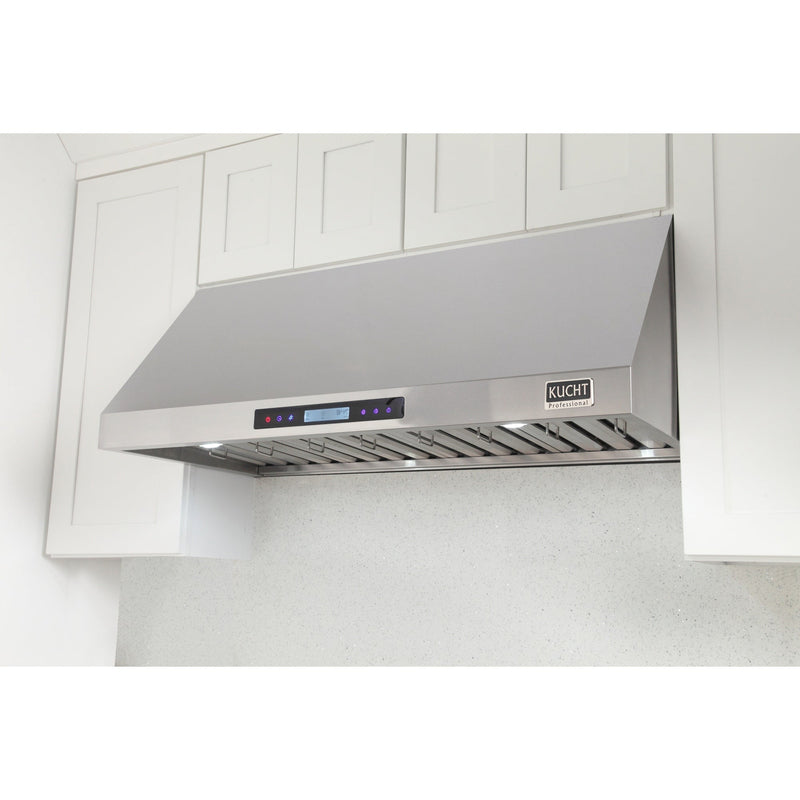 Kucht 4-Piece Appliance Package - 48-Inch Dual Fuel Range, Refrigerator, Under Cabinet Hood, & Dishwasher in Stainless Steel