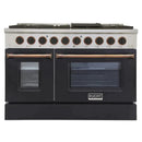 Kucht Signature 48-Inch 6.7 cu ft. Gas Range with Black Door and Gold Accents KNG481-K-GOLD