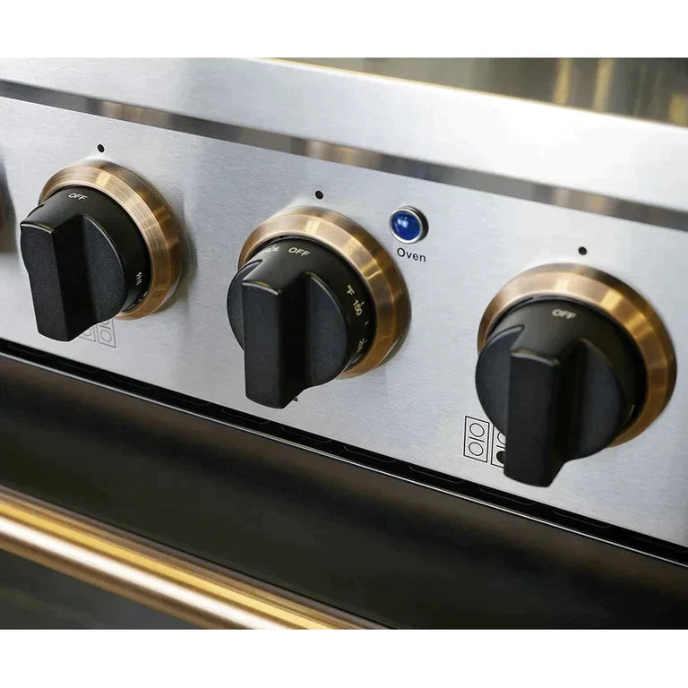 Kucht Signature 48-Inch 6.7 cu ft. Gas Range with Black Door and Gold Accents KNG481-K-GOLD