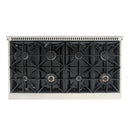 Kucht Signature 48-Inch Gas Range with Convection Oven in White with White Knobs & Gold Handle KNG481-W-GOLD