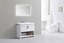 Levi 40 in. Modern Bathroom Vanity w/ Cubby Hole - High Gloss White