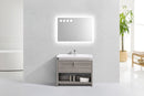 KubeBath Levi 40 in. Modern Bathroom Vanity w/ Cubby Hole - Ash Gray, L1000HGASH