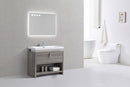KubeBath Levi 40 in. Modern Bathroom Vanity w/ Cubby Hole - Ash Gray, L1000HGASH