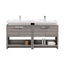 KubeBath Levi 63 in. Modern Bathroom Vanity w/ Cubby Hole - Ash Gray, L1600HGASH