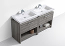 KubeBath Levi 63 in. Modern Bathroom Vanity w/ Cubby Hole - Ash Gray, L1600HGASH