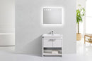 Levi 32 in. Modern Bathroom Vanity w/ Cubby Hole - High Gloss White